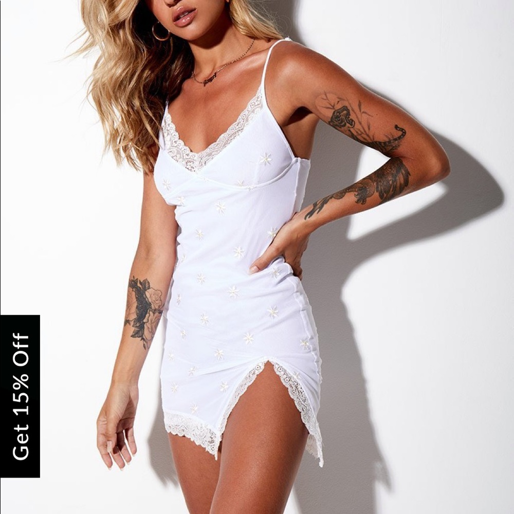 Princess Polly Daisy white lace bodycon mini dress